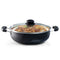 Elegant Non Stick Kadai with Glass Lid, 2.5L Capacity, 24 cm Diameter, Induction & Gas Oven Friendly, 3mm Thick, Riveted Cool Touch Handle, Granite Finish,  PFOA Free, Cooking, Frying, Serving, cookware, Black